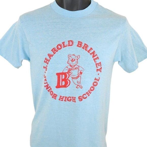 J Harold Brinley Bruins T Shirt Mens Size Small Vintage 80s Junior High School - Picture 1 of 7